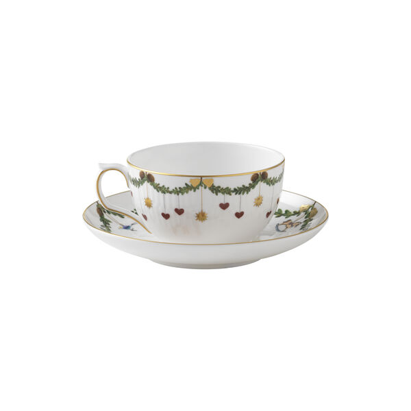 Star Fluted Christmas Tasse und Untertasse, Royal Copenhagen