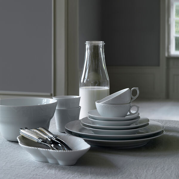 Weiß Gerippt Teller, 27 cm, Royal Copenhagen