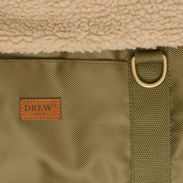 Dog bag with teddy inner liner, olive, Drew's Dogwear