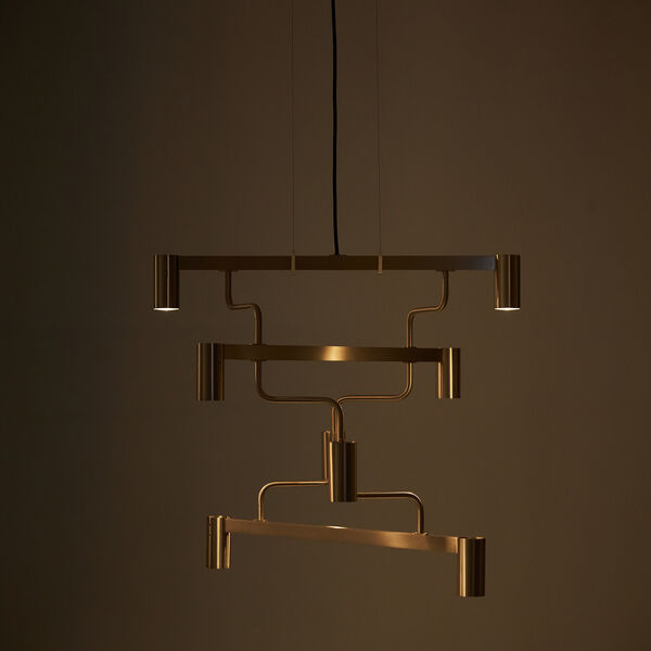 Kennedy Chandelier, brass, Rubn