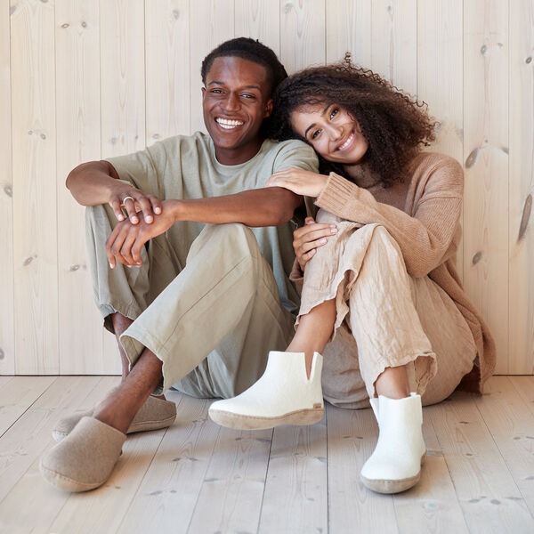 Filzstiefelette, weiß, Glerups