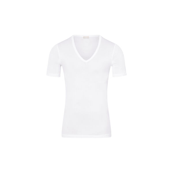 Cotton Pure SS Shirt V-Neck, white, HANRO