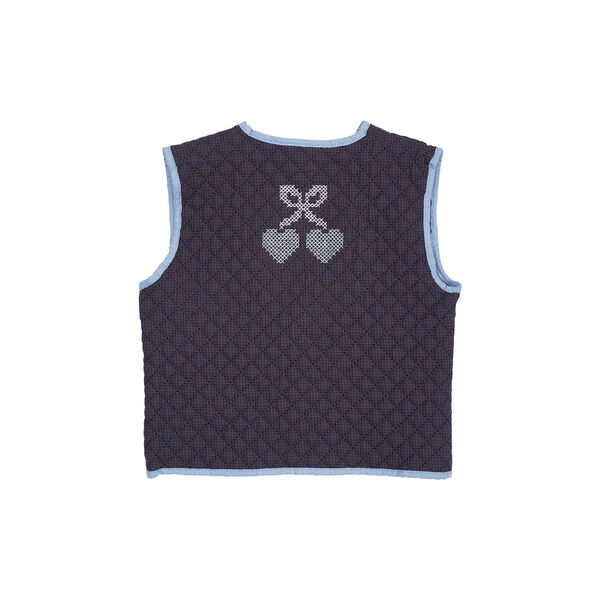 Karierte Steppweste mit Stickerei, brown/blue check comb., Copenhagen Colors Organics