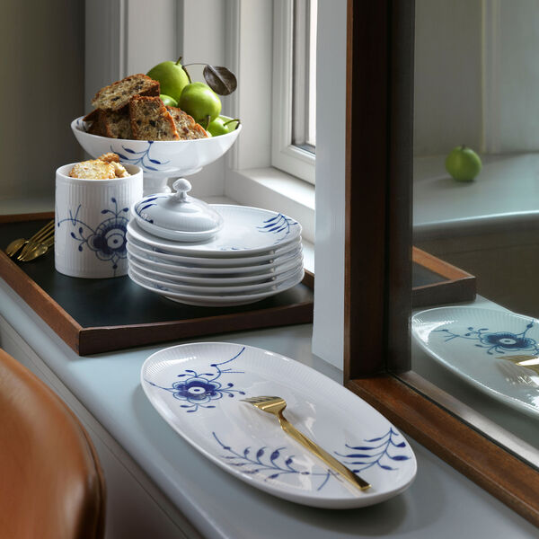 Blau Mega Gerippt Coupe-Teller Ø 19 cm, Royal Copenhagen