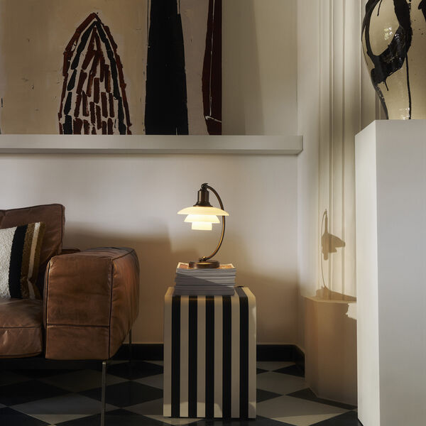 PH 2/2 Luna Table Lamp, aged brass/opal glass, Louis Poulsen