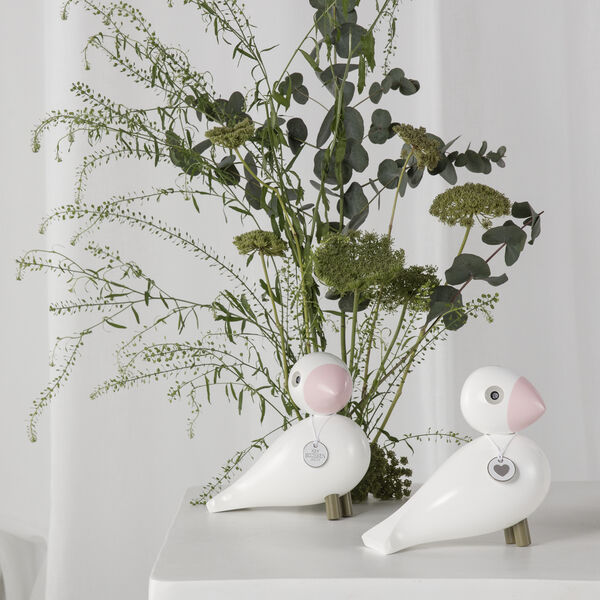 Singvogel Love, wei&szlig;/rosa, Kay Bojesen Denmark