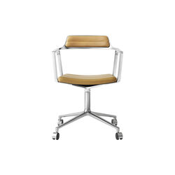 VIPP452 Drehstuhl mit Rollen, Sand/poliertes Aluminium, Vipp
