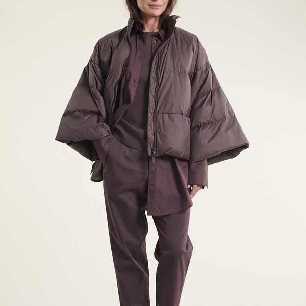 Feather down jacke with collar, raisin, BITTE KAI RAND