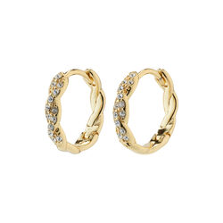 EZO Twirled Crystal Hoops, gold, Pilgrim