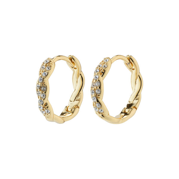 EZO Twirled Crystal Hoops, gold, Pilgrim