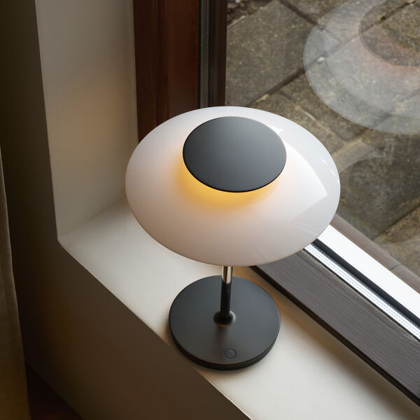 PH 80 Portable Lamp, opal white/high lustre chrome plated, Louis Poulsen