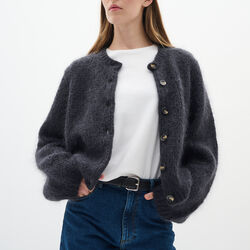 JetraIW Cardigan, dark grey melange, InWear