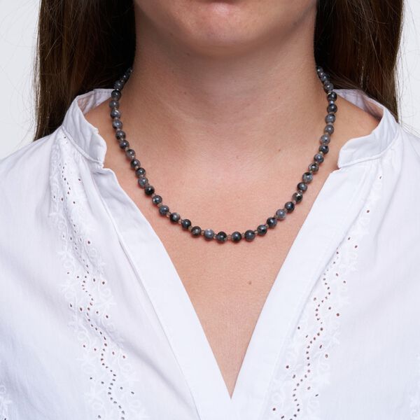 Estelle necklace, gold plated/grey, Pure by Nat