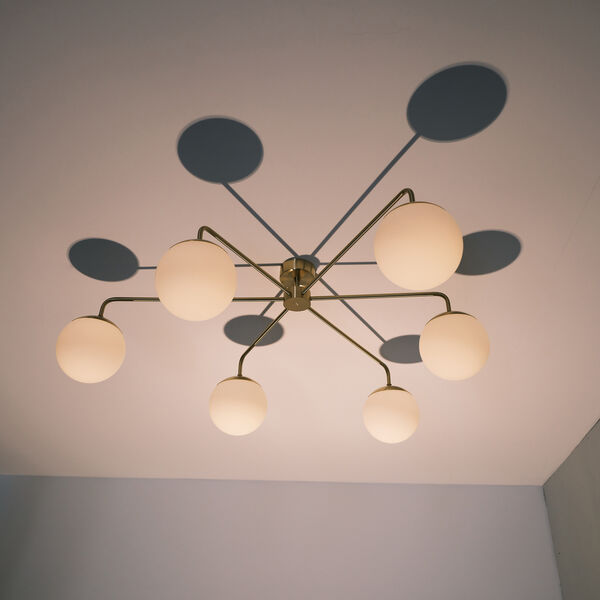 Lord Asymmetric Ceiling, brass/opal, Rubn