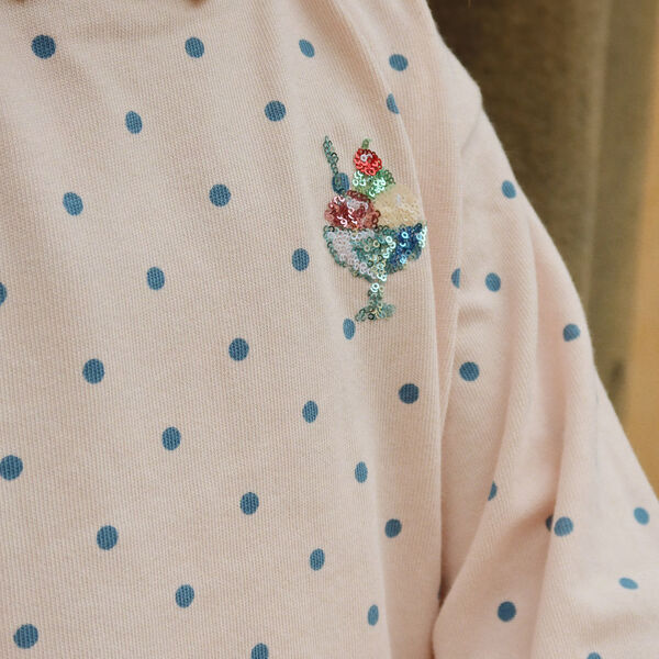 Gepunktetes Langarm-Poloshirt, rosewater dot, Konges Sl&oslash;jd