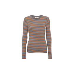 Ludmilla LS Tee, portabella/mohn, Basic Apparel