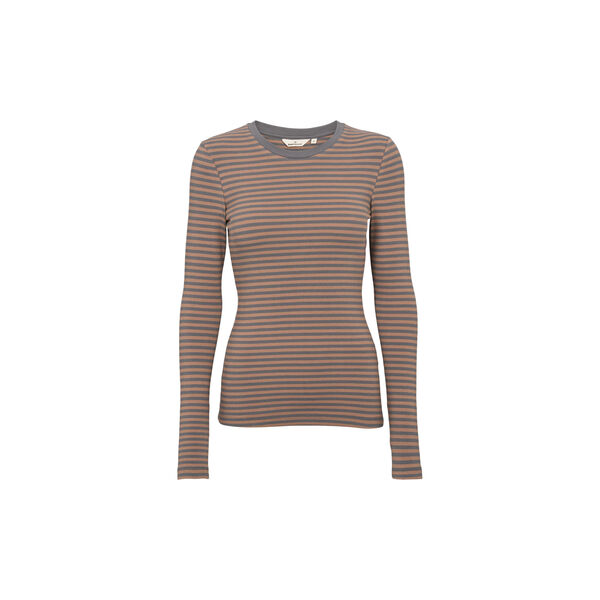 Ludmilla LS Tee, portabella/mohn, Basic Apparel