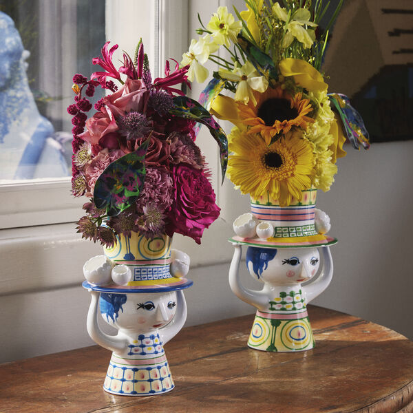 Dame mit Hut Vase, blau, Bj&oslash;rn Wiinblad