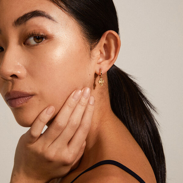 DAGMAR Huggie Earrings, gold plated, Pilgrim