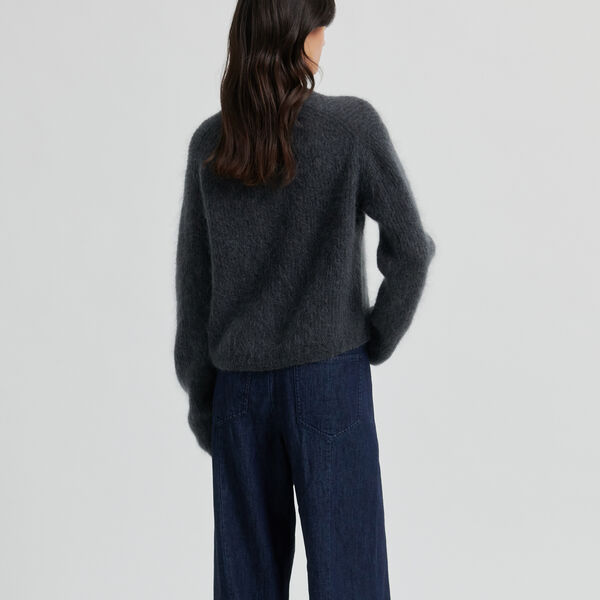 Andrea Knit Rib LS Cardigan, volcanic ash, Second Female