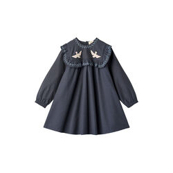 Kariertes Kleid mit Stickerei und Rüschen, brown/blue check comb., Copenhagen Colors Organics