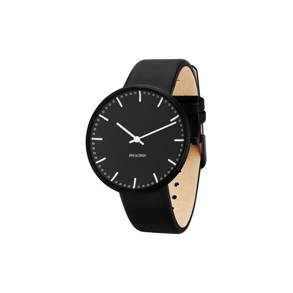 City Hall Wrist Watch, black/black/black, Arne Jacobsen Watches