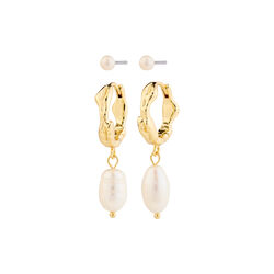 JONNE Pearl Earrings 2 set, gold plated, Pilgrim