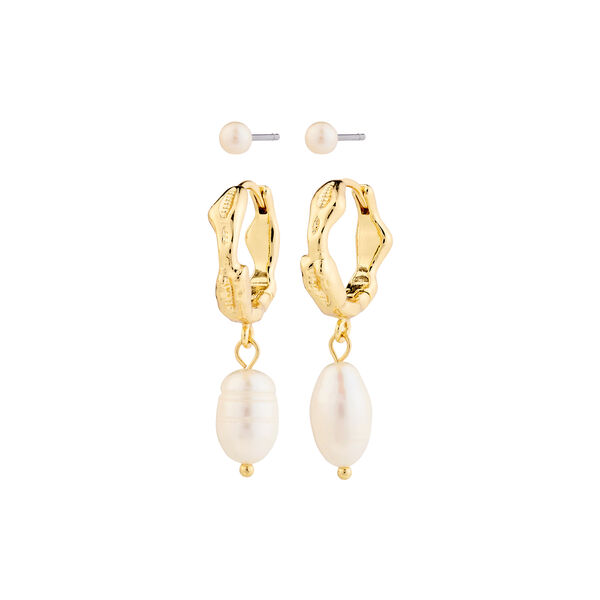JONNE Pearl Earrings 2 set, gold plated, Pilgrim