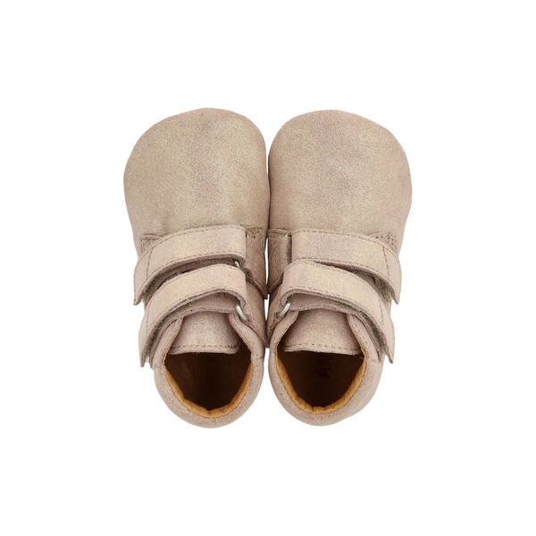 Lauflernschuh aus Leder, ros&eacute;farbenes Glitzer-Wildleder, ANGULUS