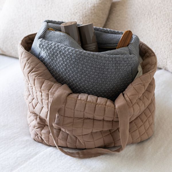 Knitted Toilet Bag Petra, med grey melange, By LOHN