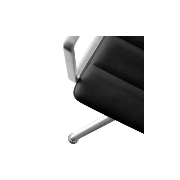 VIPP452 Drehstuhl mit Gleitern, schwarz/poliertes Aluminium, Vipp