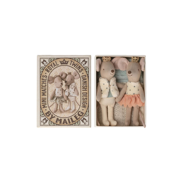 Kleiner Bruder und kleine Schwester k&ouml;nigliche Zwillingsm&auml;use in Streichholzschachtel, Maileg